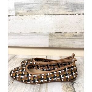 Gioseppo Womens 6.5 Brown Black Woven Leather Charlotte Slip On Flats Shoe